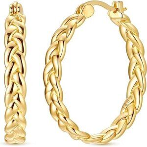 Golden Weaving Earring Silver Hoop Colorful Hypoallergenic Huggie Earrings